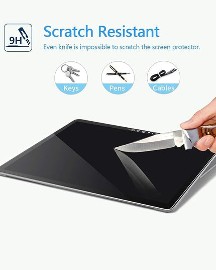 Megoo Screen Protector (2 Pack) for Microsoft Surface Go 4/3/2/1, 9H Tempered Glass, Anti-Drop, Hydrophobic, Oleophobic, 24.1 x 17.1 cm, 10.5 inch, 2 Pieces