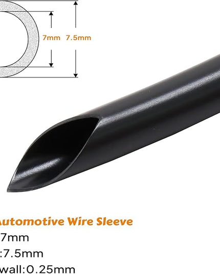 SUNNAREPOON Black Wire Harness Tubing, Car Unshrinkable Insulation Cord Sleeve for Wire Shielding Sheathing Organizer/Protection/Covering (1/4''(7MM) - 10FT(120INCH))