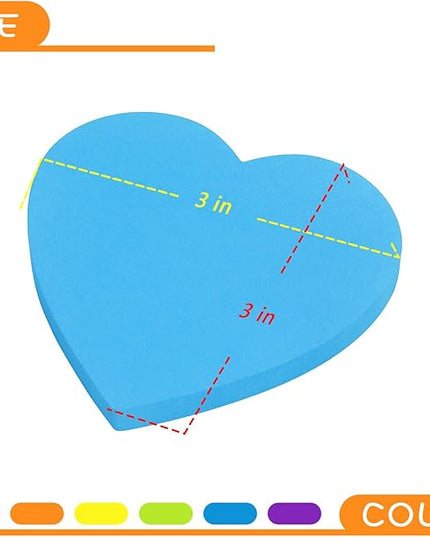 Heart Shape Sticky Notes 6 Color Bright Colorful Sticky Pad 75 Sheets/Pad Self-Sticky Note Pads