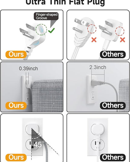 PD45W USB C Travel Power Strip, Cruise Power Strip with 6 USB(3 USB C) Ports and 3 Outlets, 5Ft Flat Plug Braided Extension Cord, 45W Fast Charging Station for MacBook Laptops iPad Pro iPhone Samsung
