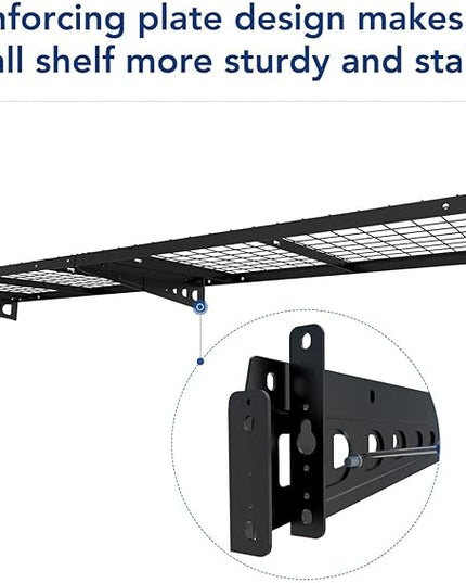 FLEXIMOUNTS 2 Pack 2x4ft Garage Storage 24x48 inch Heavy Duty Bike Wall Shelving Rack, 660lbs Total Weight Capacity, Black, Pro Series