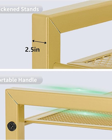 Desktop Shelf Organizer, 3-Tier Office Storage Rack, Adjustable Metal Bookshelf for Top of Desk, Desk Organizer for Office, Home, Dorm and Small Spaces (Gold)
