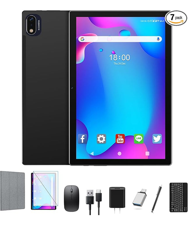 SUNTUNG Tablet, 2025 Latest 10 inch Android 14 Tablet, MTK8183 Octa-Core, 16GB 128GB 1TB Expansion, 2.4/5G WiFi, 21MP Camera, Gemini AI 2.0, Tablets with Keyboard, Mouse, Case etc