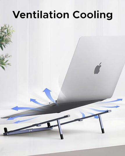 UGREEN Portable Laptop Stand, Foldable & Compact Aluminum Computer Stand Holder for Desk, Adjustable Ergonomic Laptop Riser for MacBook, Travel-Friendly for 10-17 Inch Laptops
