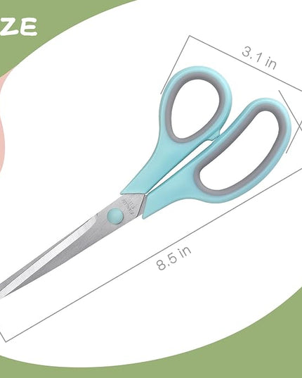 Scissors 8.5 Inch scissors all purpose Bulk Set of 3, Scissors for Office Home School Craft Supplies, Soft Comfort-Grip Right/Left Hand, Gray