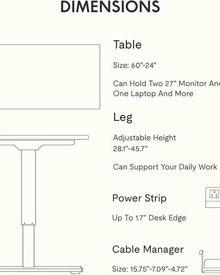 FLEXISPOT EN2 Whole-Piece Standing Desk with Clamp Power Strip, 60 x 24 Electric Stand Up Height Adjustable Desk with Cable Management (Gray Frame + 60" Maple Top, 2 Packages)