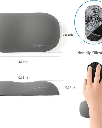 UnivoColors Design-Wave Wrist Rest, Artificial Sheepskin+Memory Foam+Ergonomic+Anti-Slip Gel, Resilience Support During Work and Gaming,Mouse Accessory,Grey