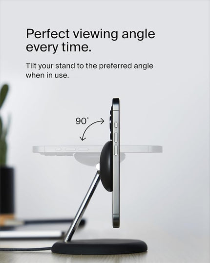 Belkin MagSafe-Compatible 3-in-1 Wireless Charger Stand 15W - Qi2-Certified Wireless Charging Station, Fast Charging of iPhone 16, AirPods, & Apple Watch - 36W Included - Black