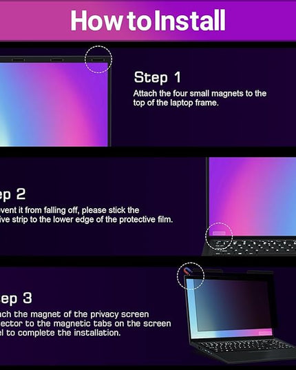 PYS Magnetic Laptop Privacy Screen 14 Inch 16:9 - Laptop Screen Privacy Shield, Anti-Blue Light, Anti-Glare Filter, Removable Screen Protector