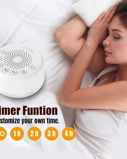 Sound Machine Easysleep White Noise Machine with 25 Soothing Sounds and Night Lights with Memory Function 32 Levels of Volume and 5 Sleep Timer Powered by AC or USB for Sleeping Relaxation (White)