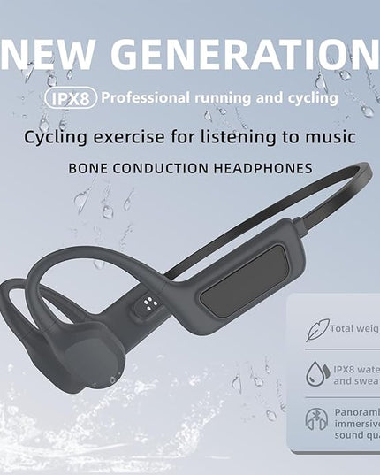 Bone Conduction Headphones-SurfAudio, IP68 Waterproof Swimming Headphones . Bluetooth 5.4, Wireless Open Ear Headphones with Mic, 32GB MP3, Up to 15 Hrs Playtime, Running and Fitness Workout (black)