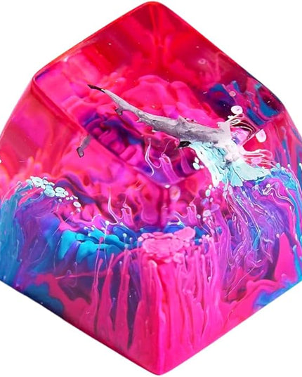Hammerhead Shark in Pink Blue Ocean Artisan Keycap R1 SA Profile Custom Sea Creatures Keycaps 1U ESC Handmade Gaming Resin Key Cap Cherry MX Switch Compatible Mechanical Keyboard Sea Lover Gift