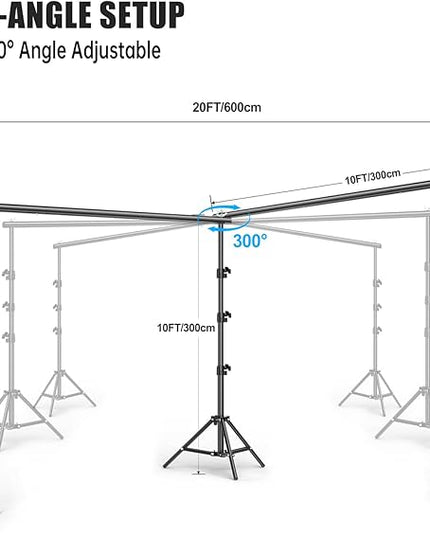 10x20FT Backdrop Support Stand for Photography，Adjustable Width & Length Backdrop Stand Background Support System Kit for Photo Video Studio Shooting, Party, Outdoor, Wedding