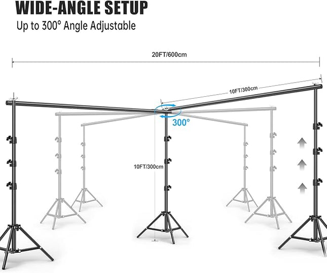 10x20FT Backdrop Support Stand for Photography，Adjustable Width & Length Backdrop Stand Background Support System Kit for Photo Video Studio Shooting, Party, Outdoor, Wedding
