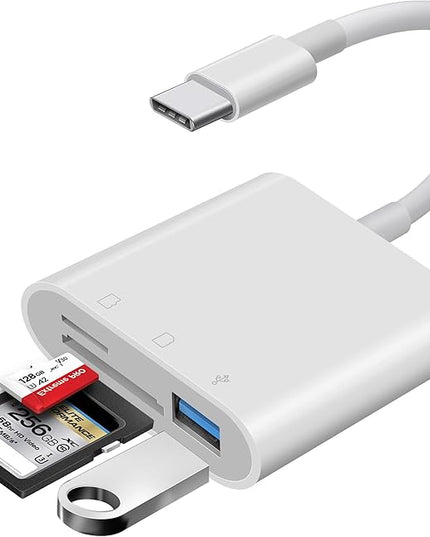 USB-C SD Card Reader, Memory Card Reader for Micro SD/SD Cards, Type C SD Adapter Compatible with iPhone 15 16, Samsung Galaxy, MacBook, iPad and More USB C Devices - 3 Slots