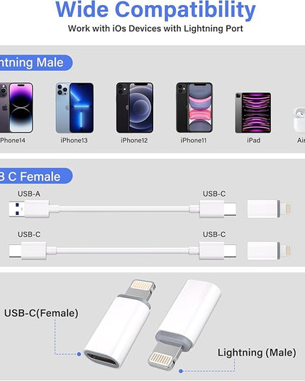 USB C Type C to Lightning Adapter MFi Certified 4 Pack 27W Fast Charging Support Data Sync,Lightning to USB Type C Cable Adapter for iPhone/iPad/for Airpods,with Anti-Lost Loop,Not for Audio/OTG