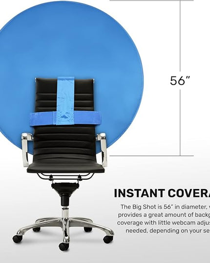Webaround Big Shot 56" | Blue | Portable Collapsible Webcam Backdrop | Attaches to Any Chair | Wrinkle-Resistant Fabric | Ultra-Quick Setup and Takedown | Perfect for Zoom, Webex, Teams, etc.