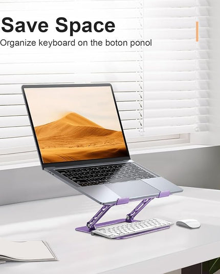 Adjustable Laptop Stand for Desk,Portable Laptop Stand Holder and Riser,Foldable Aluminum Notebook Computer Stands for MacBook Air Pro HP Lenovo Dell Samsung Chromebook, 10-15.6 inch, Purple