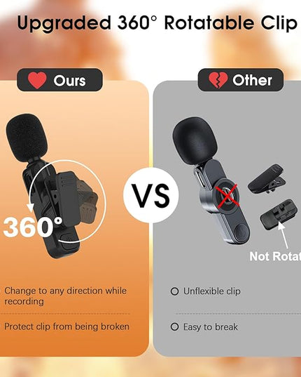 MAYBESTA Wireless Lavalier Microphone for iPhone, iPad, Android - Bluetooth Lapel Phone Mic for Video Recording - Mini Clip on Microphones for YouTube Podcast Interview