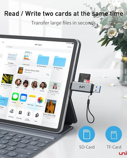 uni SD Card Reader, High-Speed USB C to Micro SD Card Adapter USB 3.0 Dual Slots, Memory Card Reader for SD/Micro SD/SDHC/SDXC/MMC, Compatible with MacBook Pro/Air, Chromebook, Android Galaxy