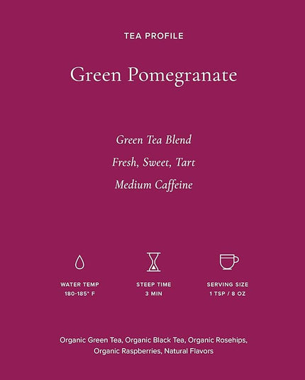 Art of Tea | Organic Green Pomegranate Green Tea 2.5oz | Artisan Loose Leaf Tea Tin