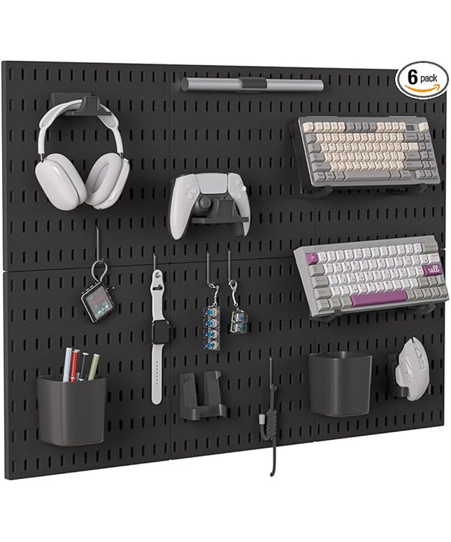 Gliging Controller and Keyboard Holder Wall Mount, Modular Gaming Pegboard with Accessories, Wall Organizer Peg Board for Keyboard Xbox PS5 PS4 Switch, Video Game Storage(33″×22″)