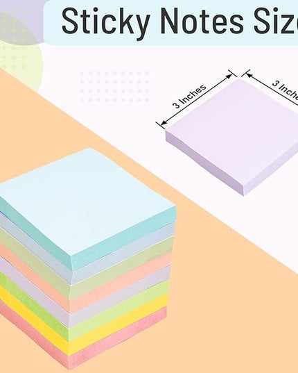 Sticky Notes 3x3 Inches, 8 Pads, 800 Sheets, 8 Color Sticky Note Pads, Premium Sticky Pads, Sticky Notes Bulk, Self-Stick Note Pads, 100 Sheets/pad