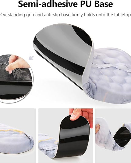 Mouse Pad Wrist Support, Laokiiy 2 in1 Keyboard Wrist Rest+ Ergonomic Mouse Pad, Non-Slip Wrist Rest for Computer Keyboard, Made Easy Typing & Relieve Wrist Pain(White Gold Gray Marble)