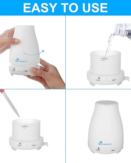 Diffuserlove Essential Oil Diffusers 200ML Remote Control Ultrasonic Mist Humidifiers BPA-Free Aromatherapy Diffuser with 7 Color Lights, Auto Shut-Off for Bedroom Office Kitchen