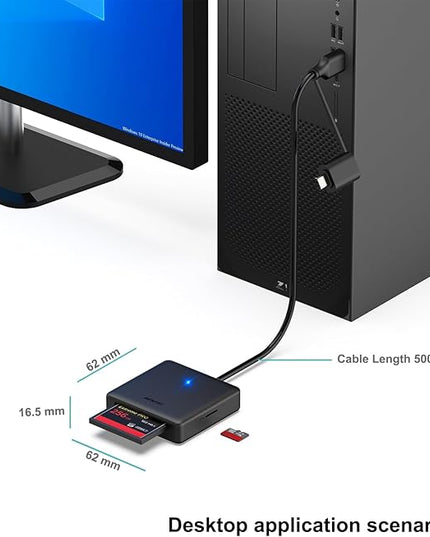 Memory Card Reader, BENFEI 4in1 USB 3.0 and USB-C to SD Micro SD MS CF Card Reader Adapter, 4 Cards Simultaneously Read and Write, Compatible with iPhone 15 Series, MacBook Pro/Air 2023, and More