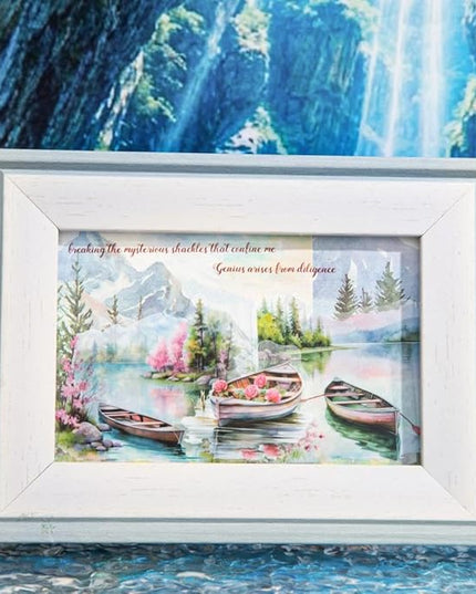 Dwpetzo Vintage Lake Boat Scenery Scrapbook Stickers Set, 120 Pieces Decorative Transparent PET Stickers for Journaling, Junk Journal Supplies, Collage, Scrap Book, Bujo