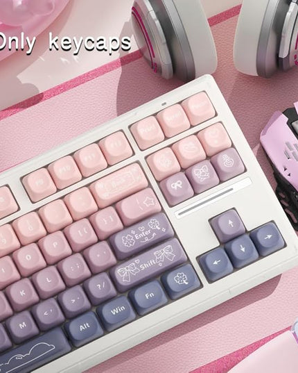 134Keys PBT Keycaps MOA Profile Key Cap for Cherry Gateron MX Switches Mechanical Keyboards Key caps (Taro Purple)