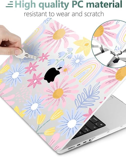 DONGKE Case for M5 MacBook Pro 14 inch 2025 2024-2021 M4 M3 M2 M1, Plastic Hard Shell Cover Compatible with A3434 A3112 A3401 A3185 A2992 A2779 A2442, Retina XDR Display & Touch ID, Florals