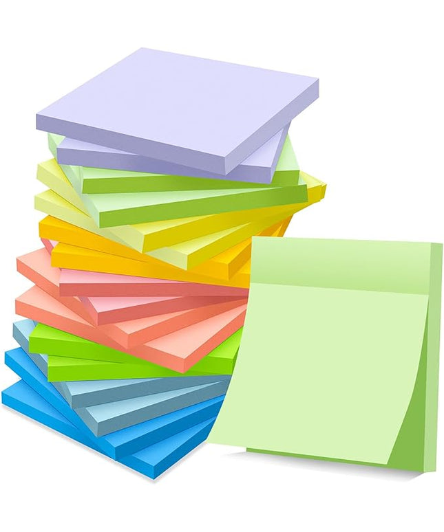 (18 Pads) Sticky Notes 3x3 inch, Self-Stick Pads Pastel Colors Sticky Note, Recyclable, Easy to Post for Home, Office, Notebook