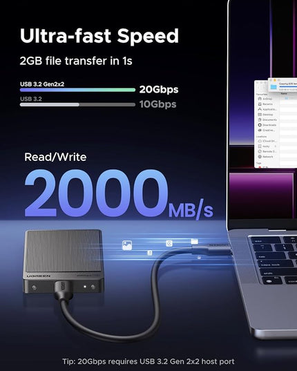 UGREEN 1TB Portable SSD UP to 2000MB/s, USB C SSD External Hard Drive with USB 3.2 Gen 2x2, External Solid State Drive Compatible with iPhone 16, PC, Windows, MAC, Xbox, PS3/4