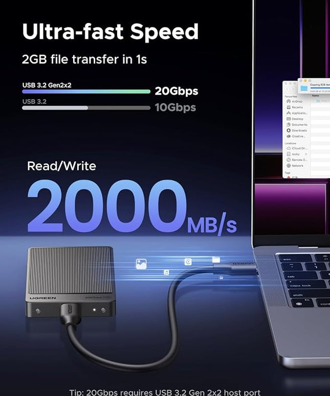 UGREEN 1TB Portable SSD UP to 2000MB/s, USB C SSD External Hard Drive with USB 3.2 Gen 2x2, External Solid State Drive Compatible with iPhone 16, PC, Windows, MAC, Xbox, PS3/4