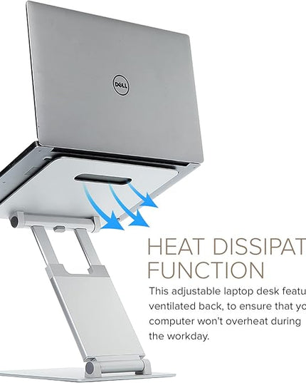 POUT E3 Lift — Ergonomic Laptop Stand for Desk, Adjustable Height 2" to 20" — Laptop Riser Portable Laptop Stand for Laptop — Standing Desk Converter for MacBook 10"-17" Laptops (Blue)