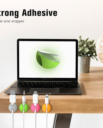 12 Pack Cable Clips, Znben Cable Holder for Desk Cord Organizer Adhesive Cord Management Charger Wire Holder Clips for Desk, Home, Office, Car, Cubicle, Nightstand Colorful