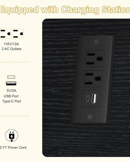 Snughome Computer Tower Stand with Charging Station, 25.0"-32.1" Height Adjustable PC Tower Stand for Floor, Mobile PC Holder with Locking Wheels Computer Cart for Home Office