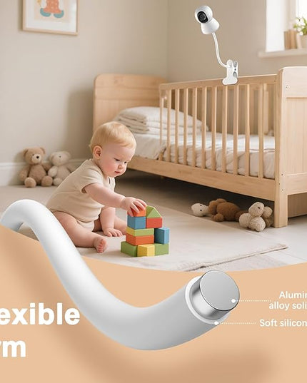 Baby Monitor Mount - Universal Adjustable Monitor Flex Stand for Hello Baby, Nanit Pro, Infant Optics, VTech & Most Baby Monitors - Detachable Arm Camera Clip Mount with Cute Stickers for Crib