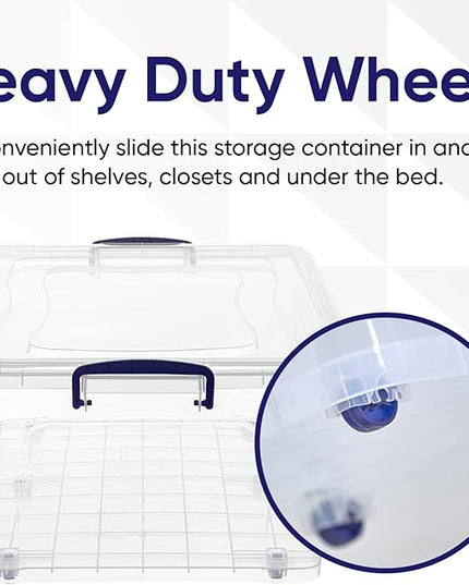 Superio Storage Bins with Lids- Clear Boxes for Organizing, Stackable Plastic Containers- BPA Free, Non-Toxic, Odor Free, Organizer for Home, Office, Dorm (6 Pack, 60 Qt (Wheeled))