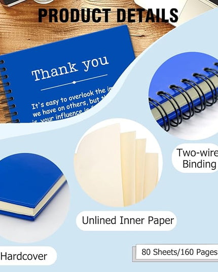 Thank You Dark Blue Hardcover 160 Pages Spiral Notebooks, Funny Thank You Gifts for Women Men Coworkers Leader Mentor, Appreciation Gifts for Employees, Thanksgiving Gifts for Colleagues Leaders