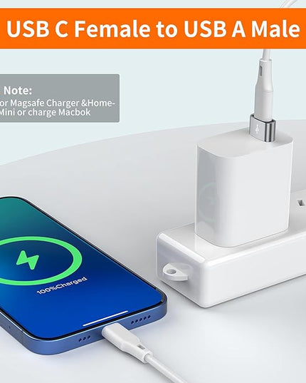JXMOX USB C Female to USB Male Adapter 4-Pack, Type C to USB A Charger Cable Converter,Compatible with iPhone 11 12 13 14 15 16 17 Pro Max,iPad Pro Air 4 Mini 6,Samsung Galaxy S25 S24 S23 S22,Pixel