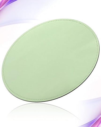 Mouse Pad，Round Mouse Pad，PU Mouse Pad，Leather Mouse Pad with Stitched Edge Micro-Fiber Base with Non-Slip Waterproof，Mouse Pad for Computers，Laptop，9 x 9 Inch (Fresh Green)