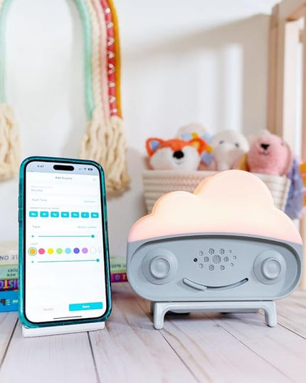 Happiest Baby SNOObie Smart White Noise Machine - Portable Baby Sound Machine with Night Light - 12 Soothing Sounds for Sleep Training, Grey
