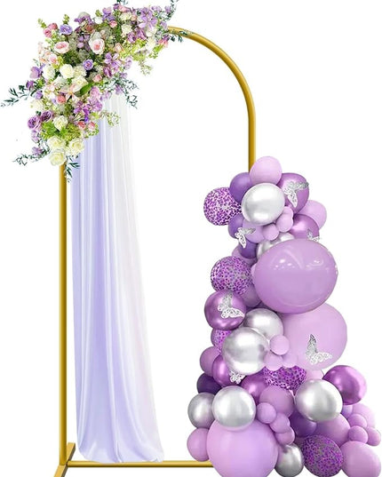 6 ft Arch Backdrop Stand, Wedding Arch Frame, Stable Metal Background Stand with Square Base Ground Nails, for Birthday Party Baby Shower Garland Decoration, Gold