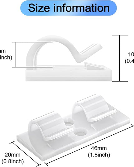 XHF 30PCS White Hooks for Outdoor String Lights Clips, Heavy Duty Adhesive wih Holes and Screws, for Hanging Christmas Lighting