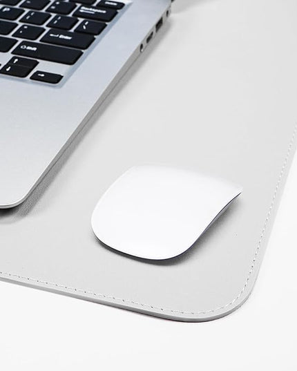 AFIING Dual-Sided Desk Pad, Natural Cork & PU Leather, Desk Mat Protector Non-Slip, Waterproof, Easy Clean,Large Mouse mats for Office and Home Work(Ivory White, 31.5"x17")