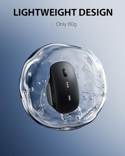 INPHIC M1 II Wireless Mouse Bluetooth, 80g Tri-Mode (Bluetooth 5.0/4.0+USB) Computer Mouse, Visible Battery Leval, Type-C Charging, for Windows/PC/Mac/Tablet/Laptop - Black