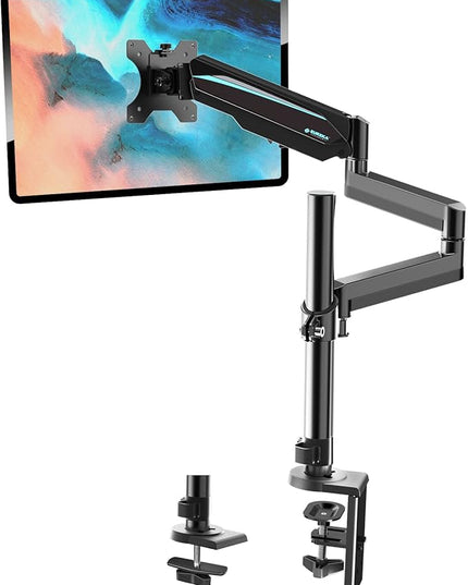 EUREKA ERGONOMIC Single Monitor Desk Mount, Adjustable Gas Spring Monitor Arm for LCD PC Screen 13-32 inch, Max 17.6 LBS, Computer Monitor Stand W C Clamp & Grommet Base, VESA 75x75mm,100x100mm, Black